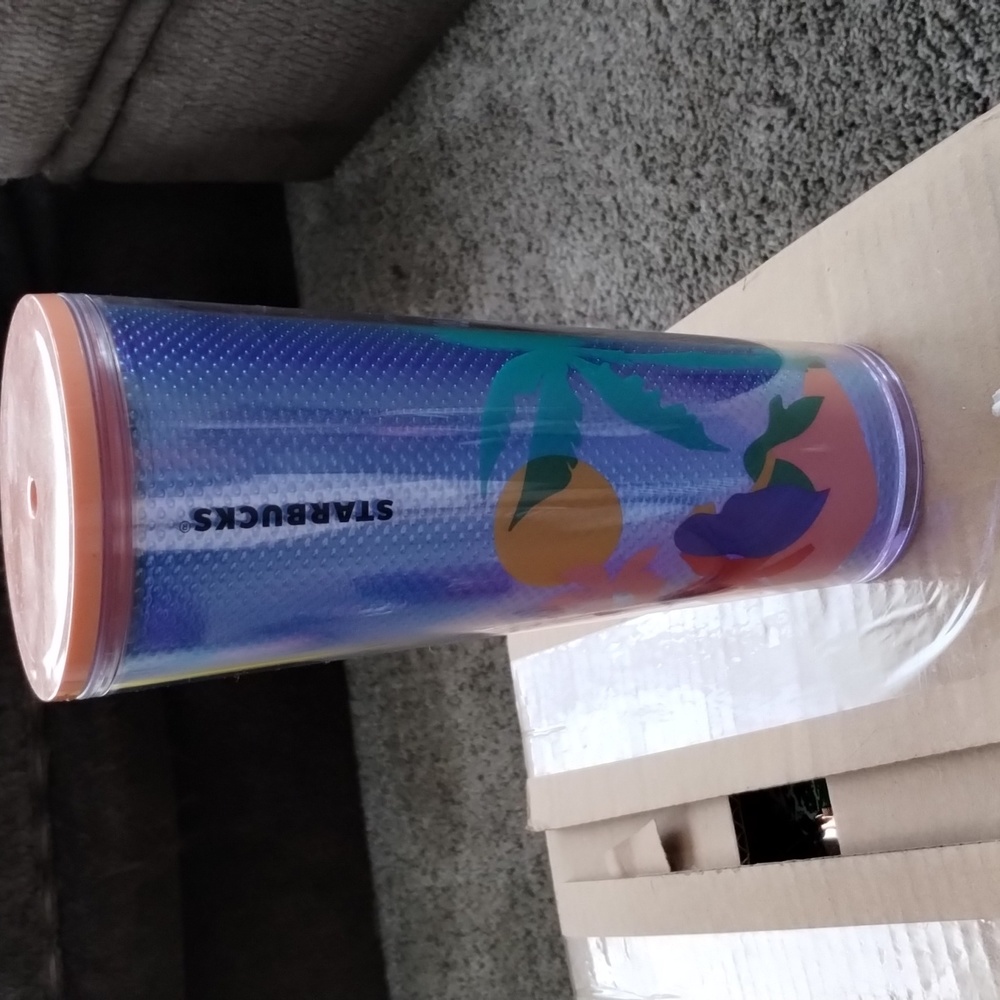 STARBUCKS beach print cold cup